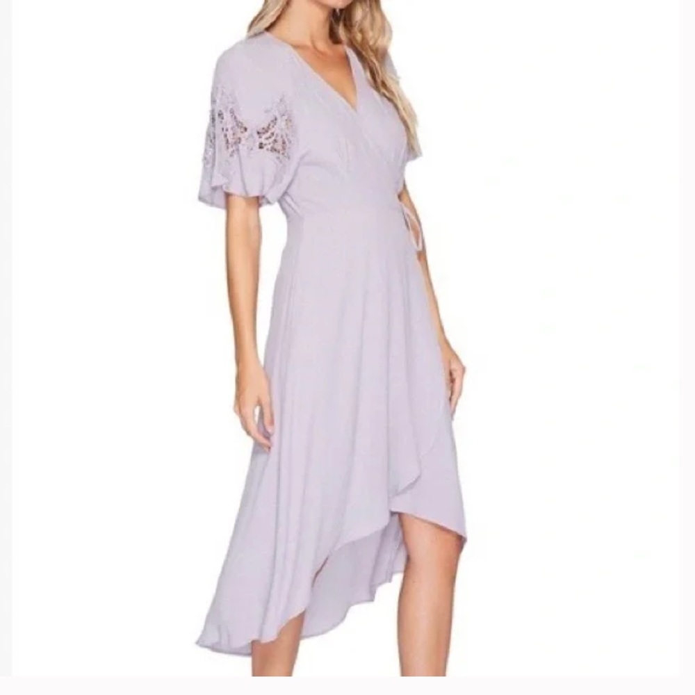 Anthropologie Astr Lavender Flutter Sleeve Crochet Dress
